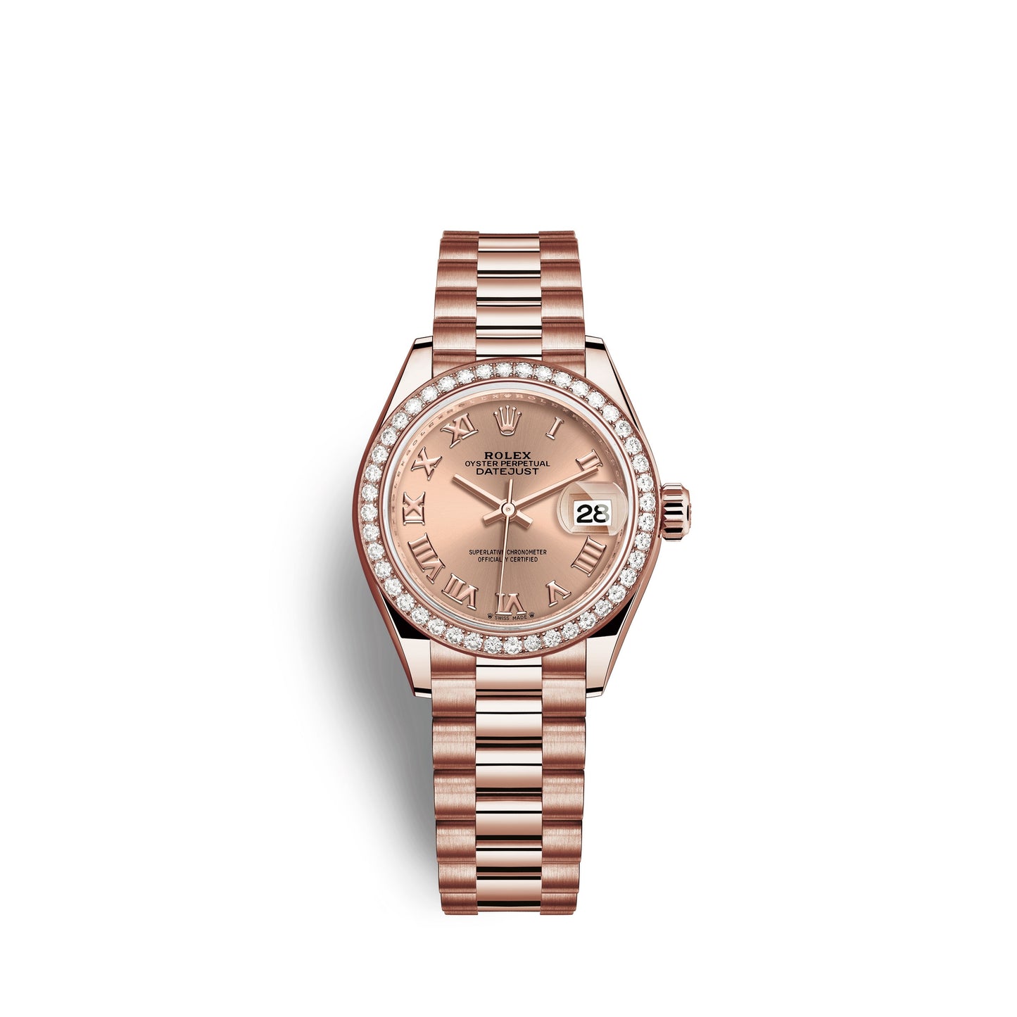 Rolex Lady-Datejust 28, 18kt Everose Gold and diamonds, Ref# 279135RBR-0027