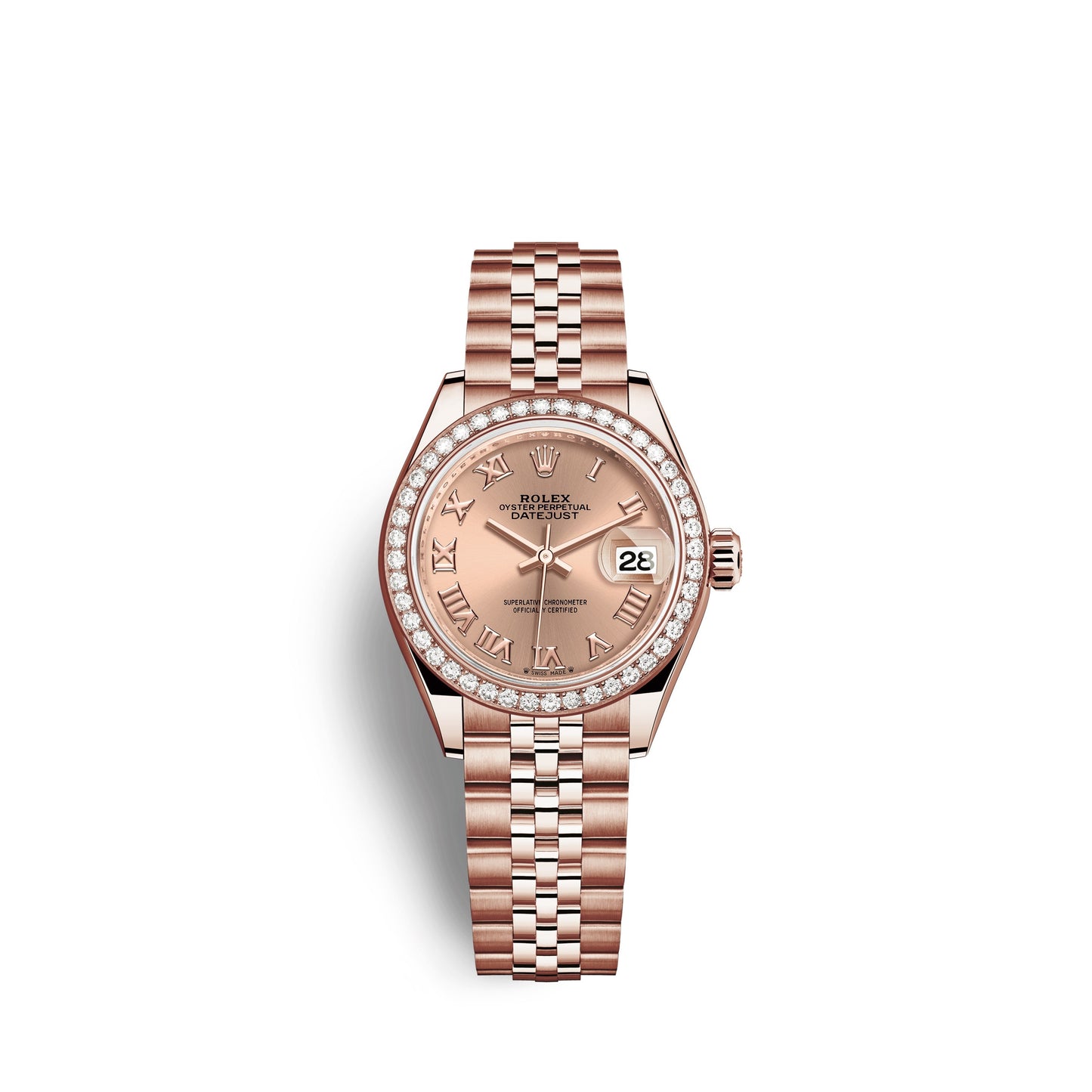 Rolex Lady-Datejust 28, 18kt Everose Gold and diamonds, Ref# 279135RBR-0028