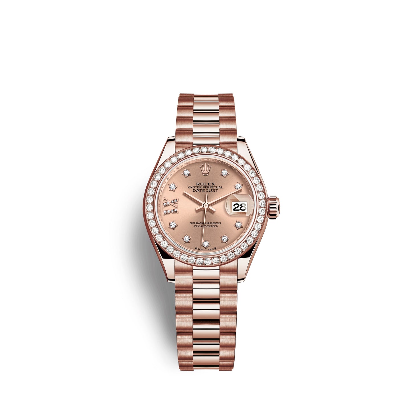 Rolex Lady-Datejust 28, 18kt Everose Gold and diamonds, Ref# 279135RBR-0029