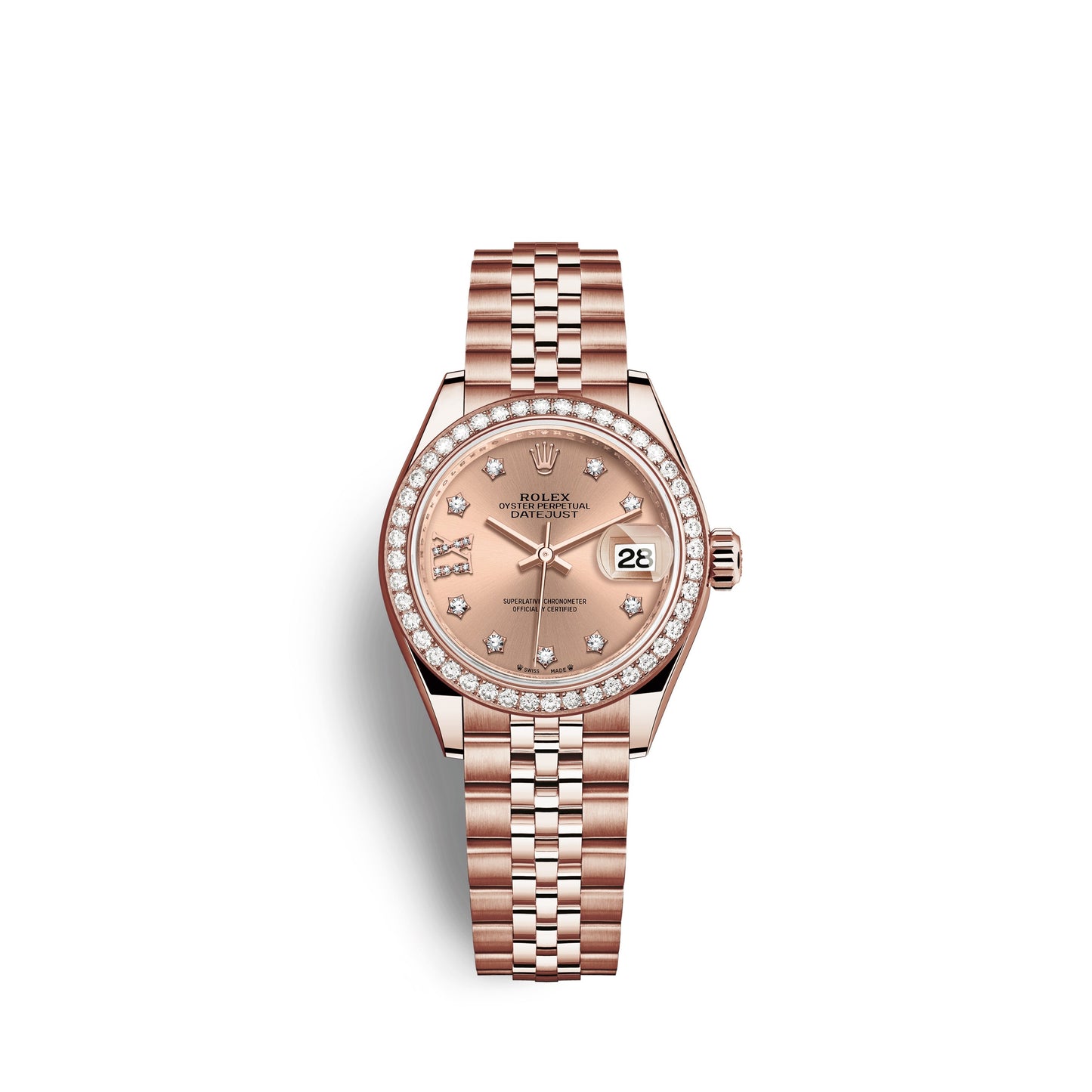 Rolex Lady-Datejust 28, 18kt Everose Gold and diamonds, Ref# 279135RBR-0030