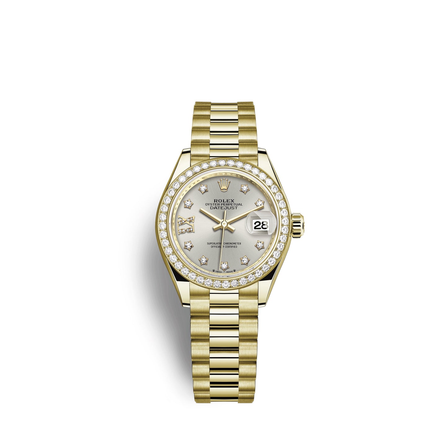 Rolex Lady-Datejust 28, 18kt Yellow Gold and diamonds, Ref# 279138RBR-0001