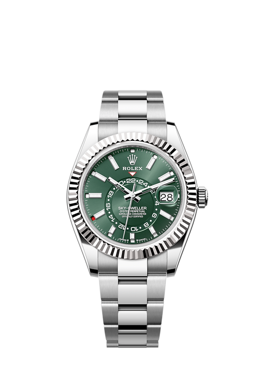 Rolex Sky-Dweller, 42mm, Oystersteel and 18k White Gold, Green, Oyster, Ref# 336934-0001