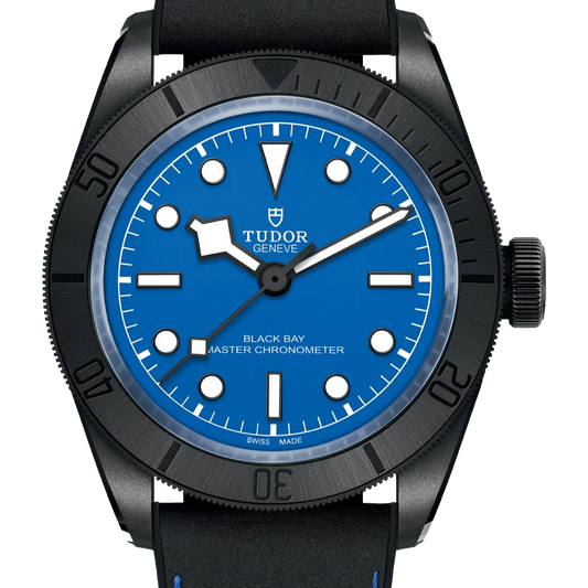 Tudor Black Bay Ceramic 41 mm Blue Dial Black Ceramic Leather Strap M79210CNU-0007
