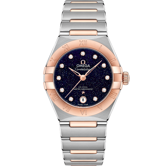 Omega Constellation 29 mm Blue Dial with Diamonds Stainless Steel and Sedna™ 18k Rose Gold Bracelet 131.20.29.20.53.002