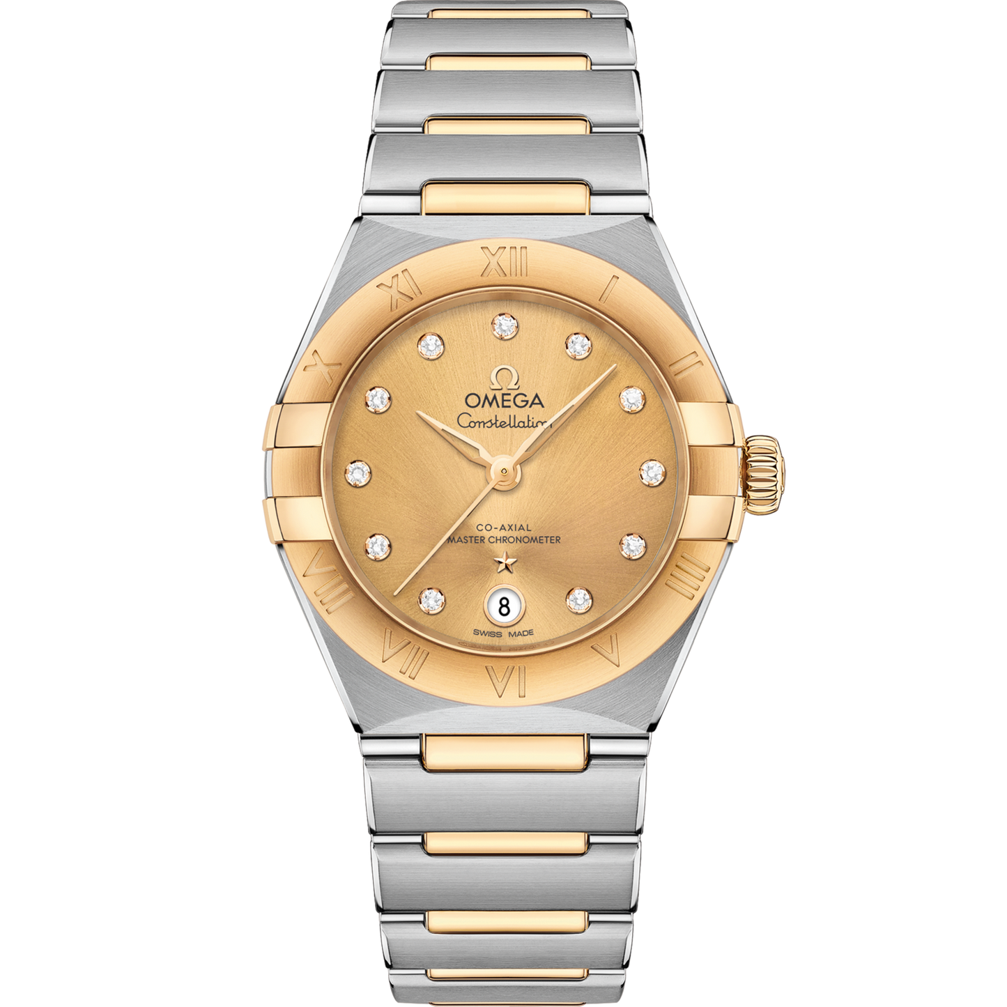 Omega Constellation 29 mm Yellow Dial with Diamonds Stainless Steel and Sedna™ 18k Yellow Gold Bracelet 131.20.29.20.58.001