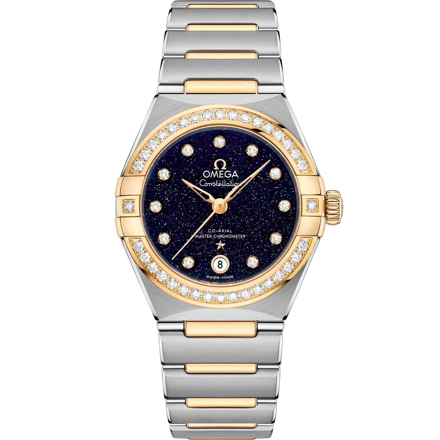 Omega Constellation 29 mm Blue Dial with Diamonds Stainless Steel and Sedna™ 18k Yellow Gold Bracelet 131.25.29.20.53.001
