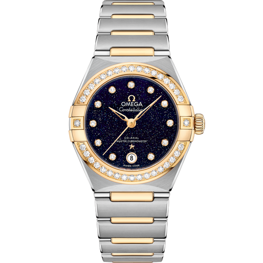 Omega Constellation 29 mm Blue Dial with Diamonds Stainless Steel and Sedna™ 18k Yellow Gold Bracelet 131.25.29.20.53.001
