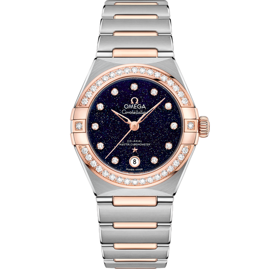 Omega Constellation 29 mm Blue Dial with Diamonds Stainless Steel and Sedna™ 18k Rose Gold Bracelet 131.25.29.20.53.002