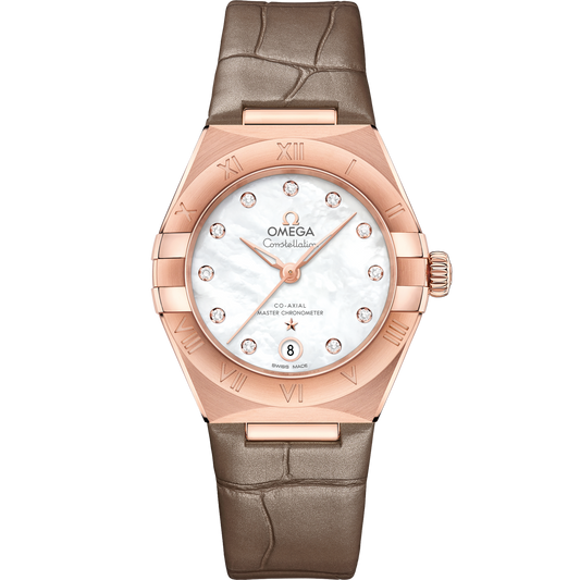 Omega Constellation 29 mm White Dial with Diamonds Sedna™ 18k Rose Gold Strap 131.53.29.20.55.002