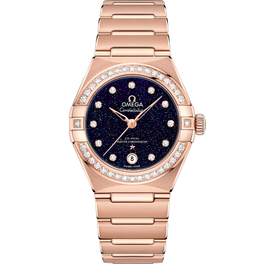 Omega Constellation 29 mm Blue Dial with Diamonds Sedna™ 18k Yellow Gold Strap 131.55.29.20.53.003