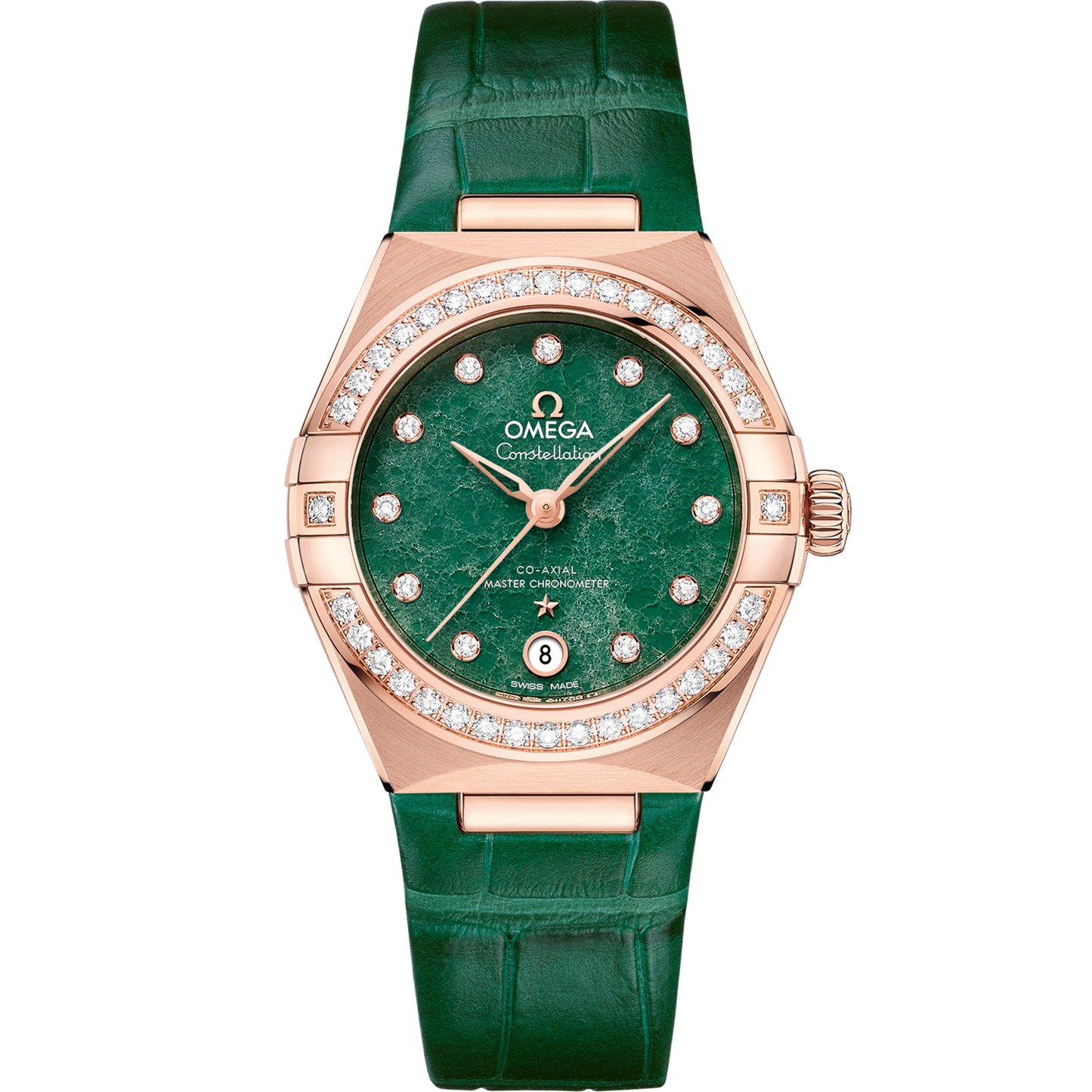 Omega Constellation 29 mm Green Dial with Diamonds Sedna™ 18k Rose Gold Strap 131.58.29.20.99.004