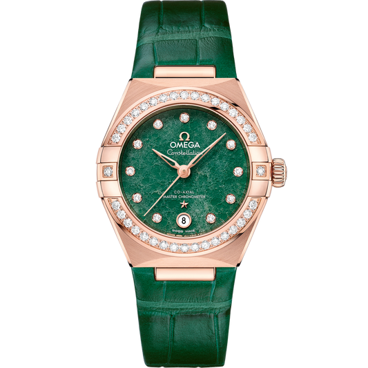 Omega Constellation 29 mm Green Dial with Diamonds Sedna™ 18k Rose Gold Strap 131.58.29.20.99.004