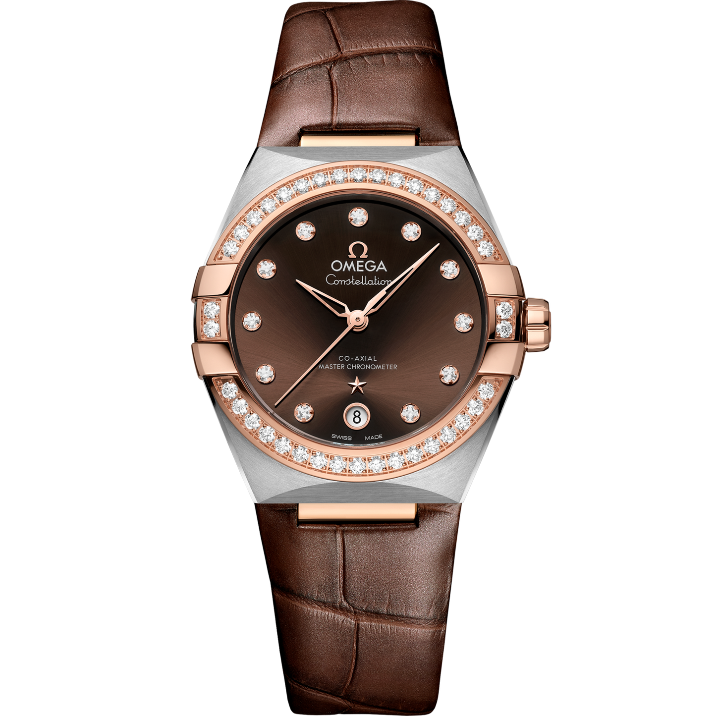 Omega Constellation 39 mm Brown Dial with Diamonds Stainless Steel and Sedna™ 18k Rose Gold Strap 131.28.36.20.63.001