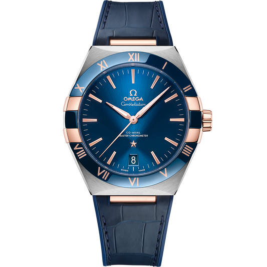 Omega Constellation 41 mm Blue Dial Stainless Steel ‑ Sedna™ 18k Rose Gold Strap 131.23.41.21.03.001