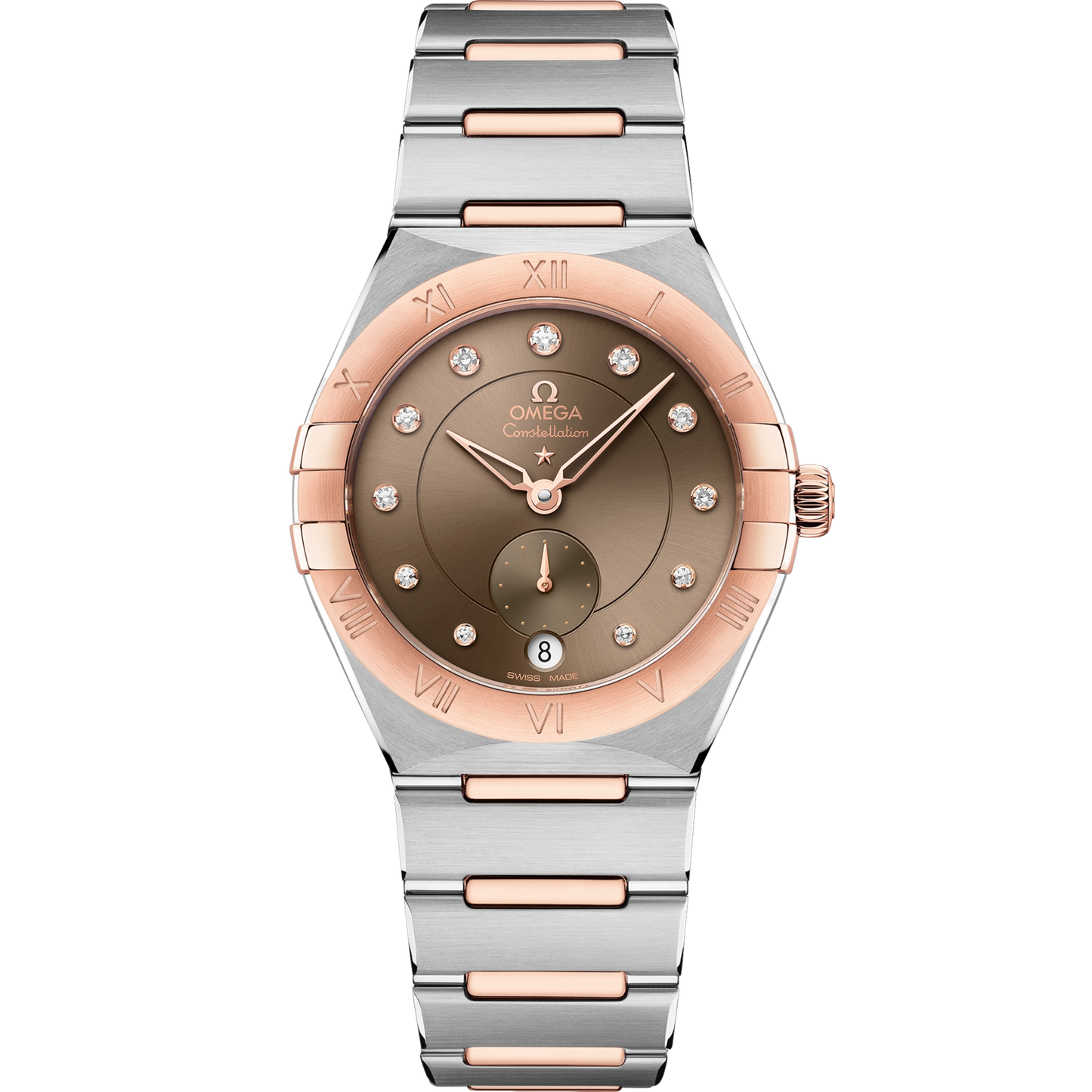 Omega Constellation 34 mm Brown Dial with Diamonds Stainless Steel Sedna™ 18k Rose Gold Bracelet 131.20.34.20.63.001