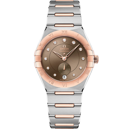 Omega Constellation 34 mm Brown Dial with Diamonds Stainless Steel Sedna™ 18k Rose Gold Bracelet 131.20.34.20.63.001