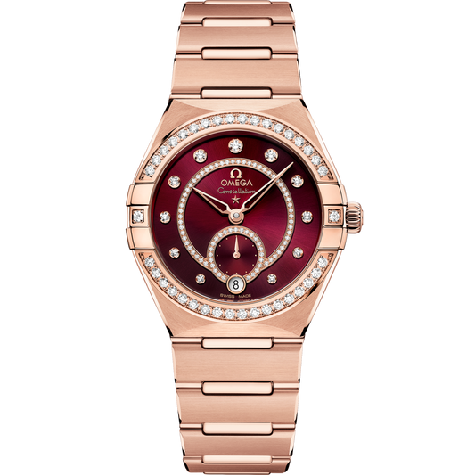 Omega Constellation 34 mm Red Dial with Diamonds Sedna™ 18k Rose Gold Bracelet 131.55.34.20.61.001