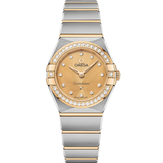 Omega Constellation 25 mm Yellow Dial with Diamonds Stainless Steel and Sedna™ 18k Yellow Gold Bracelet 131.25.25.60.58.001