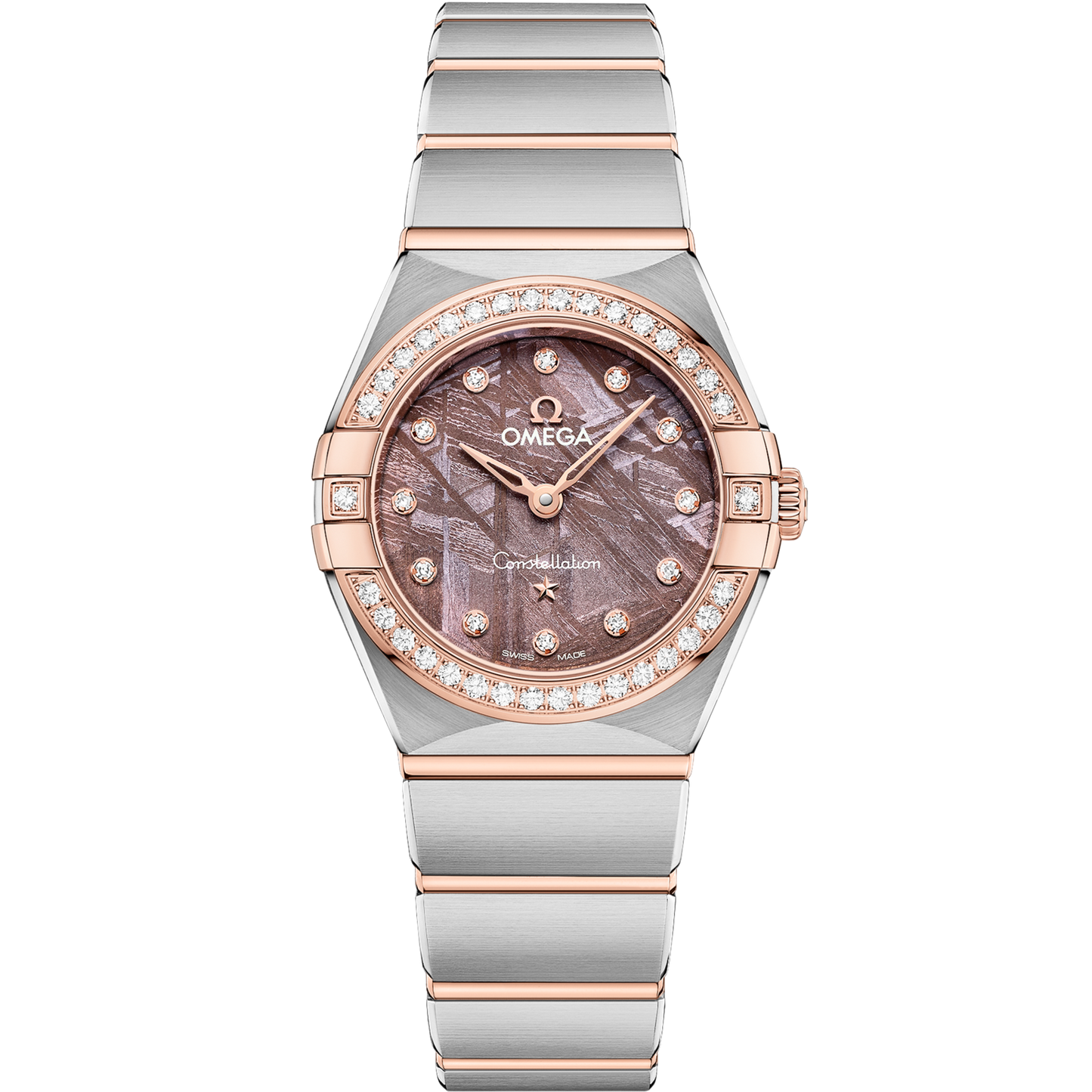 Omega Constellation 25 mm Lilac Dial with Diamonds Stainless Steel and Sedna™ 18k Rose Gold Bracelet 131.25.25.60.99.001