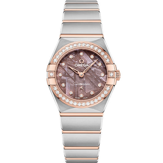 Omega Constellation 25 mm Lilac Dial with Diamonds Stainless Steel and Sedna™ 18k Rose Gold Bracelet 131.25.25.60.99.001