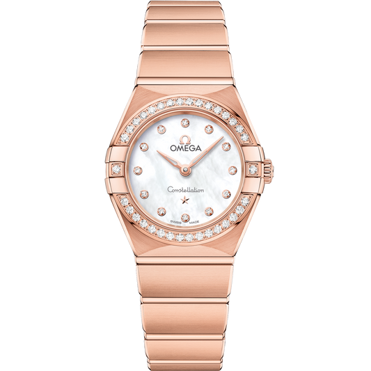 Omega Constellation 25 mm White Dial with Diamonds Sedna™ 18k Rose Gold Bracelet 131.55.25.60.55.001