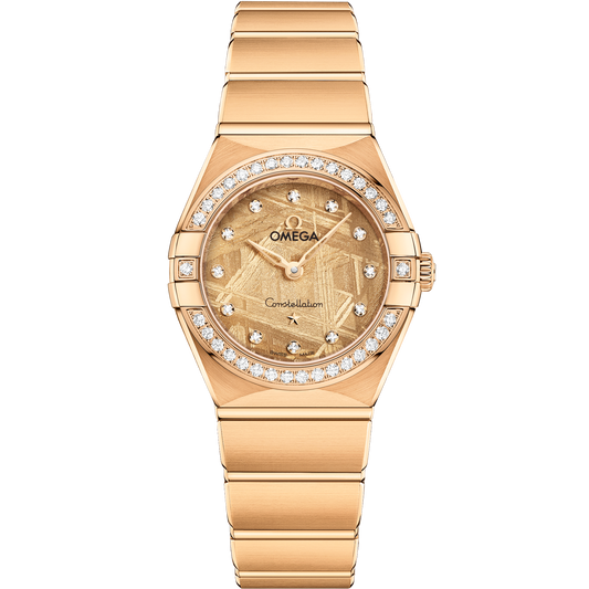 Omega Constellation 25 mm Yellow Dial with Diamonds 18k Yellow Gold Bracelet 131.55.25.60.99.003