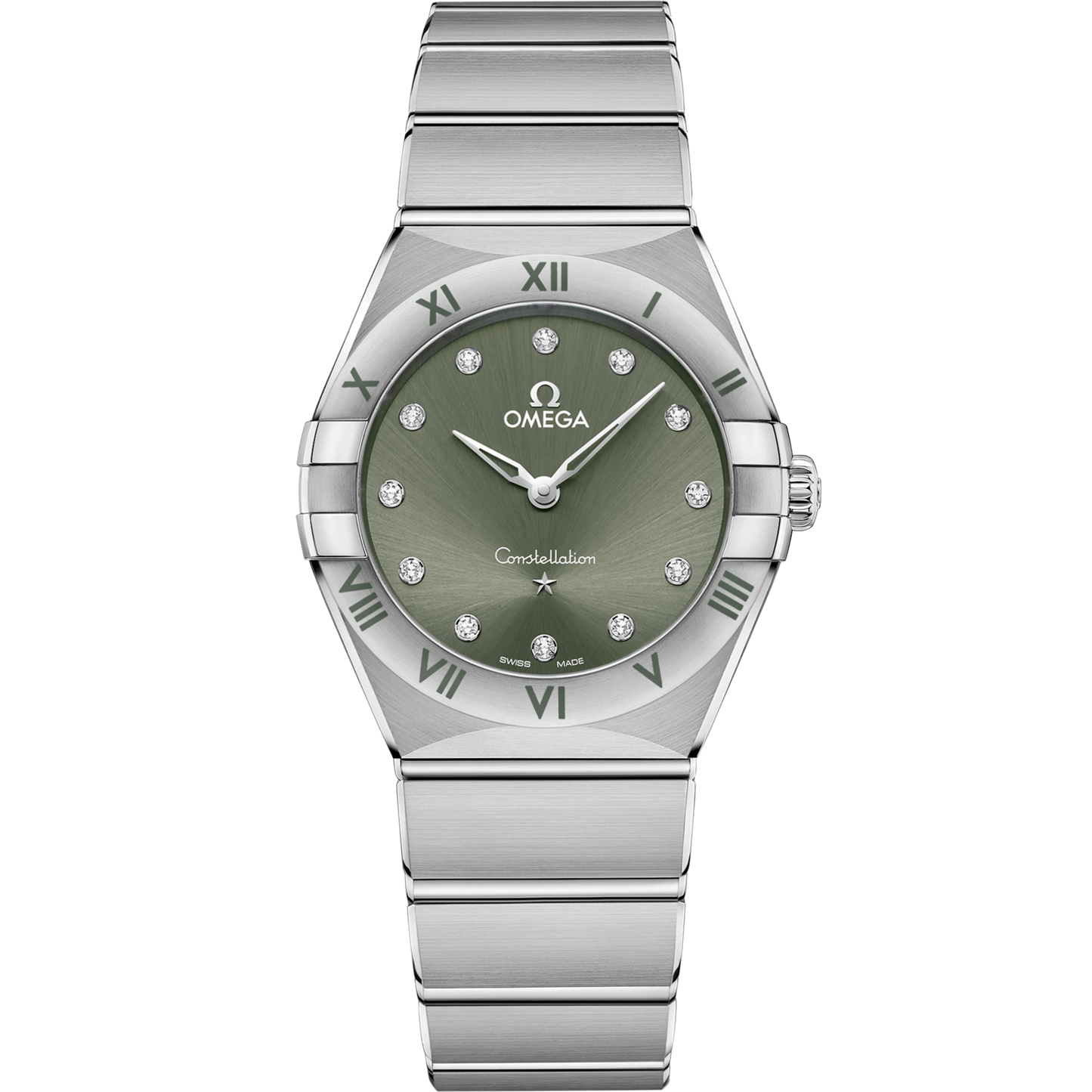 Omega Constellation 28 mm Green Dial with Diamonds Stainless Steel Bracelet 131.10.28.60.60.001