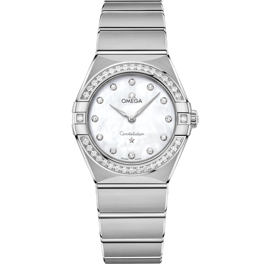 Omega Constellation 28 mm White Dial with Diamonds Stainless Steel Bracelet 131.15.28.60.55.001