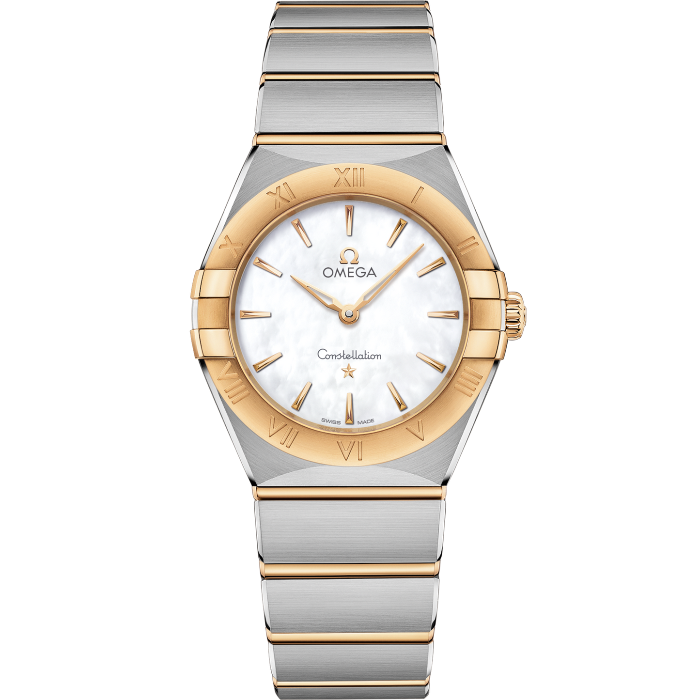 Omega Constellation 28 mm White Dial Stainless Steel Sedna™ 18k Yellow Gold Bracelet 131.20.28.60.05.002