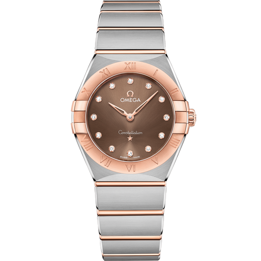 Omega Constellation 28 mm Brown Dial with Diamonds Stainless Steel Sedna™ 18k Rose Gold Bracelet 131.20.28.60.63.001