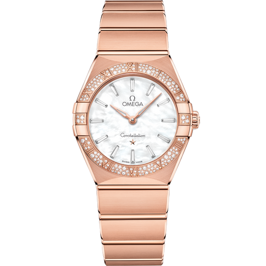 Omega Constellation 28 mm White Dial with Diamonds Sedna™ 18k Rose Gold Bracelet 131.55.28.60.55.003
