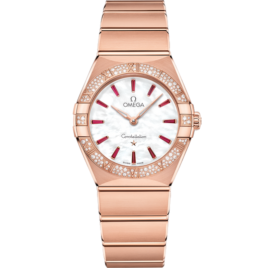 Omega Constellation 28 mm White Dial with Diamonds Sedna™ 18k Rose Gold Bracelet 131.55.28.60.55.004