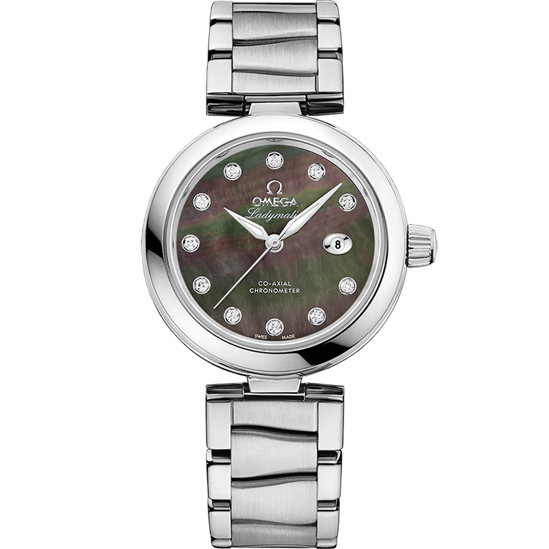 Omega De Ville Ladymatic 34 mm Black Dial with Diamonds  Stainless Steel Bracelet 425.30.34.20.57.004