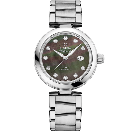 Omega De Ville Ladymatic 34 mm Black Dial with Diamonds  Stainless Steel Bracelet 425.30.34.20.57.004