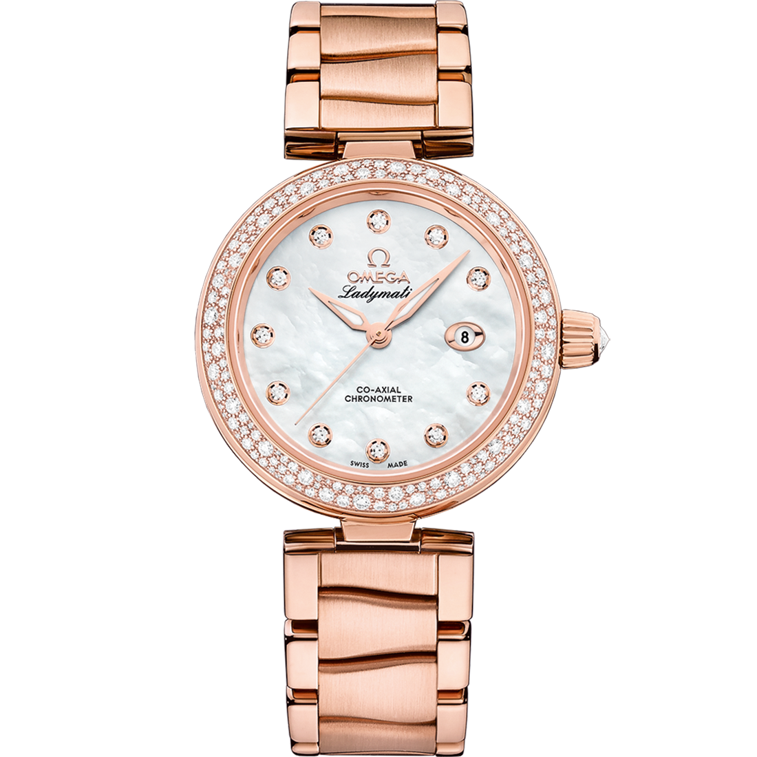 Omega De Ville Ladymatic 34 mm White Dial with Diamonds  Sedna™ 18k Rose Gold Bracelet 425.65.34.20.55.010