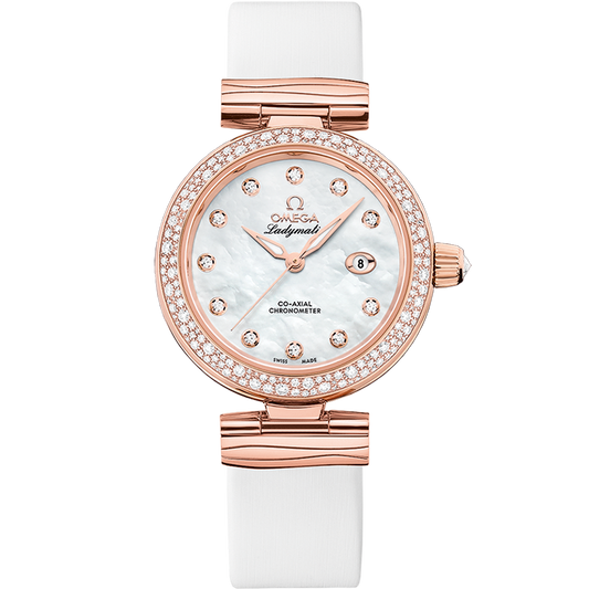 Omega De Ville Ladymatic 34 mm White Dial with Diamonds  Sedna™ 18k Rose Gold Strap 425.67.34.20.55.008