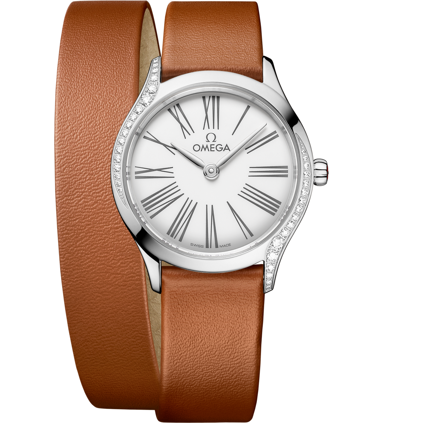 Omega De Ville Mini Trésor 26 mm White Dial with Diamonds  Stainless Steel Strap 428.17.26.60.04.005