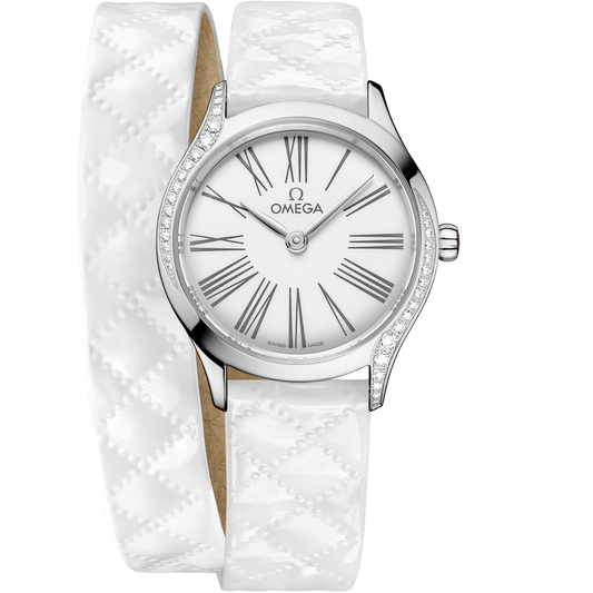Omega De Ville Mini Trésor 26 mm White Dial with Diamonds  Stainless Steel Strap 428.17.26.60.04.008