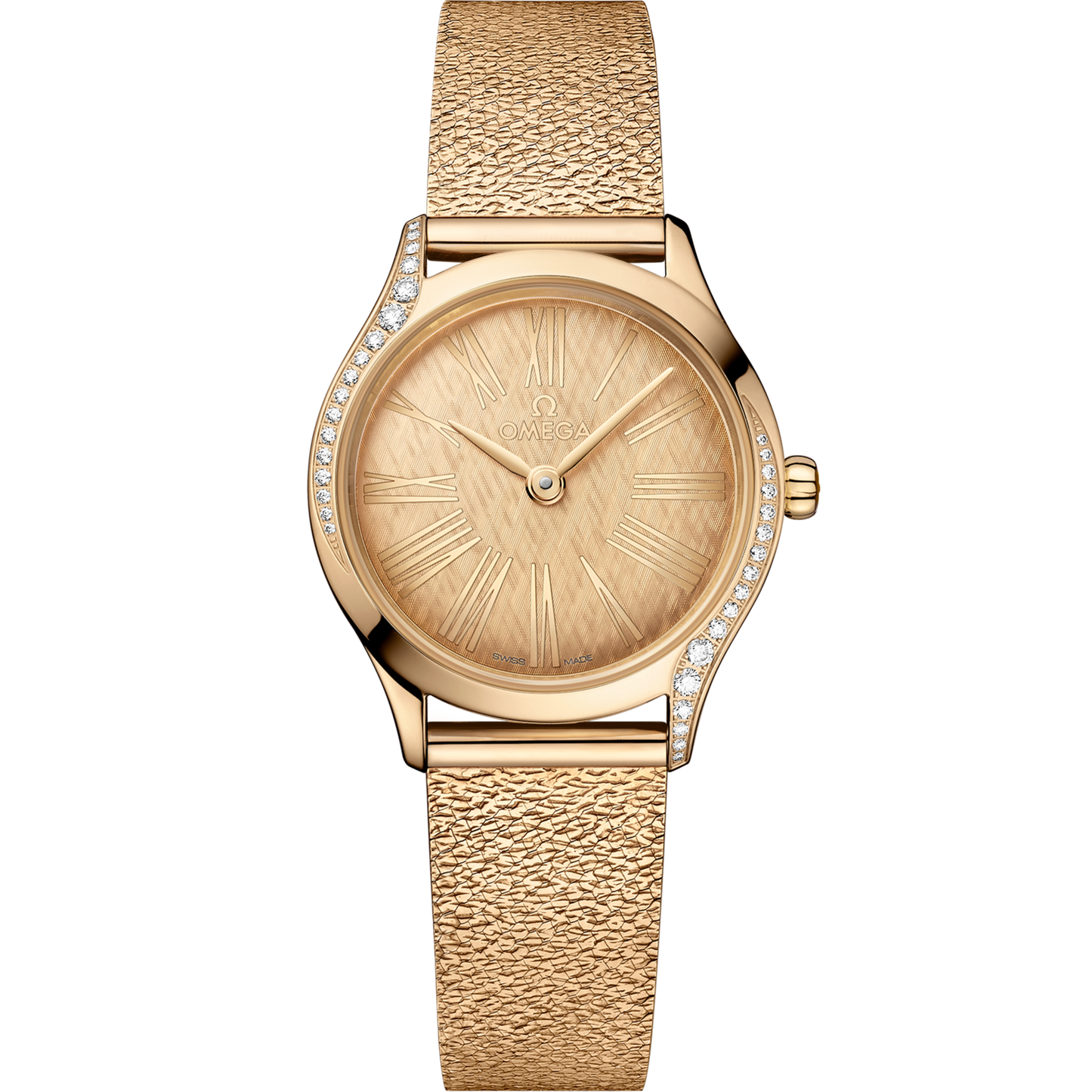 Omega De Ville Mini Trésor 26 mm Yellow Dial with Diamonds  Moonshine™ 18k Rose Gold Bracelet 428.55.26.60.99.001