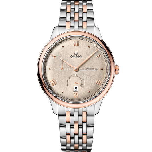 Omega De Ville Prestige 41 mm Linen Dial Stainless Steel  Sedna™ 18k Rose Gold Bracelet 434.20.41.21.09.001