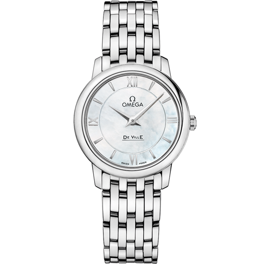 Omega De Ville Prestige 27.4 mm White Dial Stainless Steel Bracelet 424.10.27.60.05.001