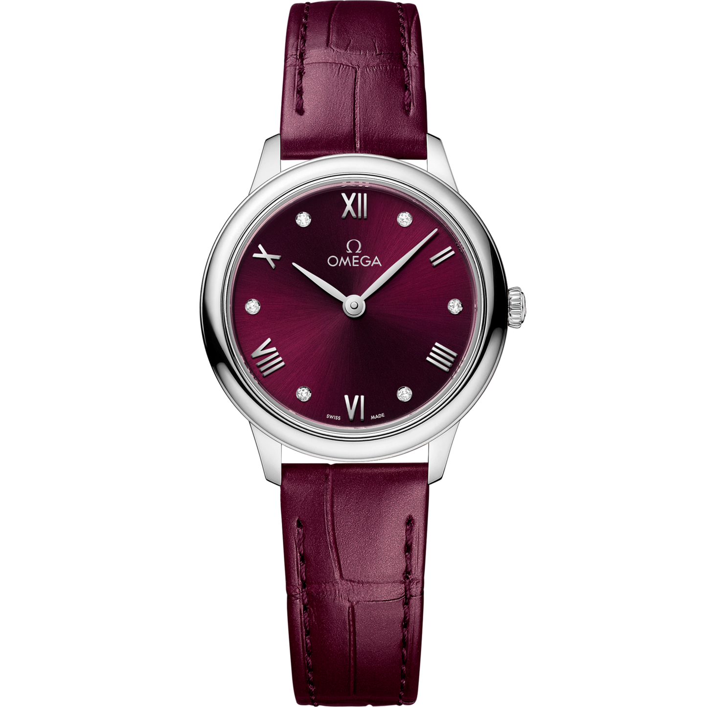 Omega De Ville Prestige 27.5 mm Red Dial Stainless Steel Strap 434.13.28.60.61.001