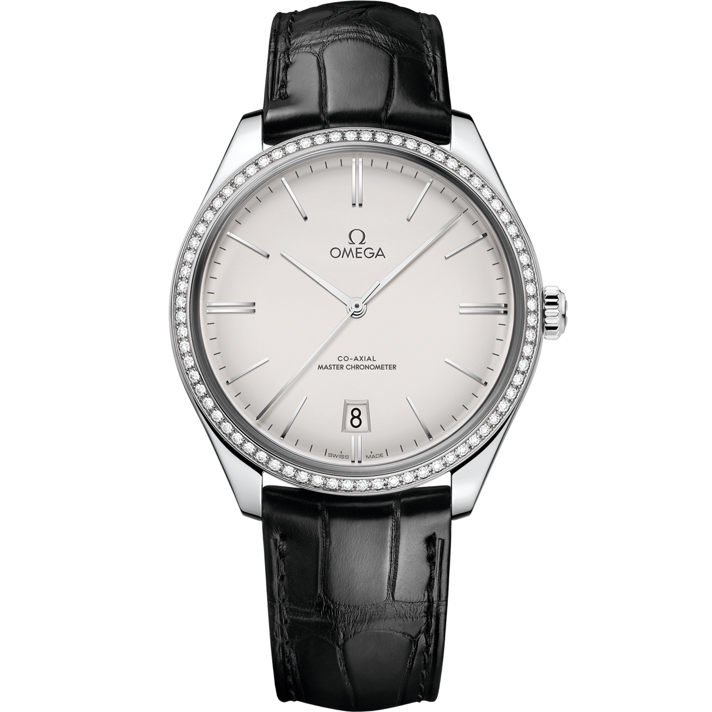 Omega De Ville Trésor 40 mm Silver Dial  with Diamonds Stainless Steel Strap 435.18.40.21.02.001