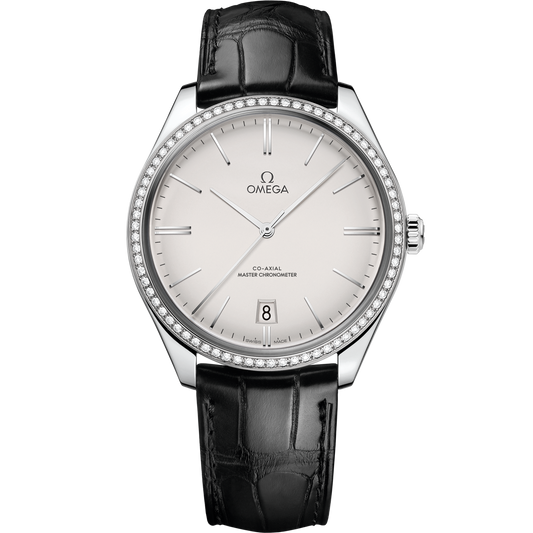 Omega De Ville Trésor 40 mm Silver Dial  with Diamonds Stainless Steel Strap 435.18.40.21.02.001