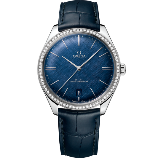 Omega De Ville Trésor 40 mm Blue Dial with Diamonds  Stainless Steel Strap 435.18.40.21.03.001