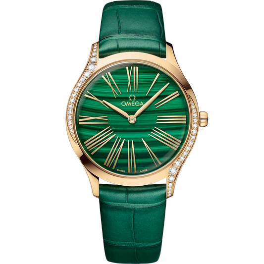 Omega De Ville Trésor 36 mm Green Dial with Diamonds  Moonshine™ 18k Rose Gold Strap 428.58.36.60.99.001