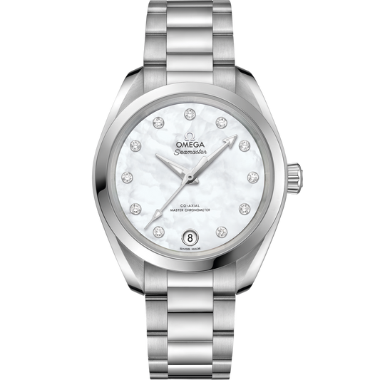 Omega Seamaster Aqua Terra 150M 34 mm White Dial with Diamonds Stainless Steel Bracelet 220.10.34.20.55.001
