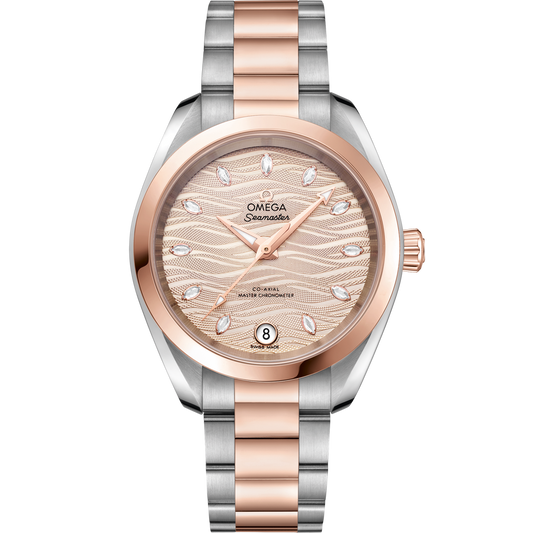 Omega Seamaster Aqua Terra 150M 34 mm Grey Dial with Diamonds Stainless Steel and Sedna™ 18k Rose Gold Bracelet 220.20.34.20.59.001