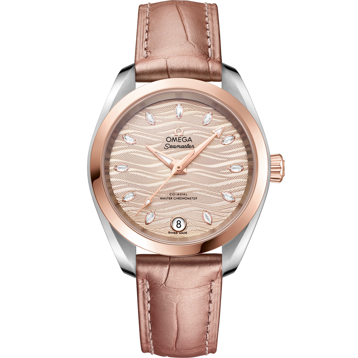 Omega Seamaster Aqua Terra 150M 34 mm Grey Dial with Diamonds Stainless Steel and Sedna™ 18k Rose Gold Strap 220.23.34.20.59.001