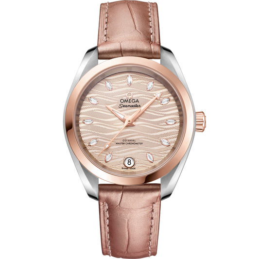 Omega Seamaster Aqua Terra 150M 34 mm Grey Dial with Diamonds Stainless Steel and Sedna™ 18k Rose Gold Strap 220.23.34.20.59.001